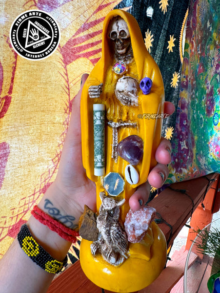 Mama Muerte | Santa Muerte | statue | 9 inches | Fully Loaded | Sol Yellow