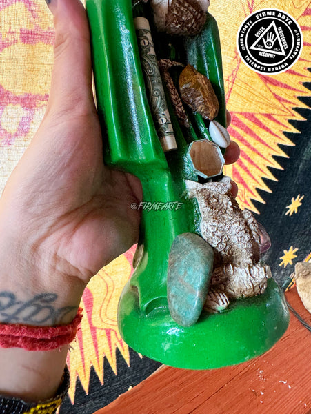 Mama Muerte | Santa Muerte | Statue | 9 inches | Fully Loaded | Green | Prosperity #2