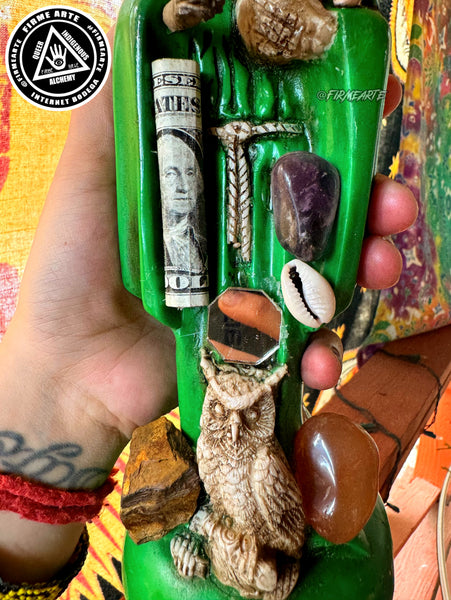 Mama Muerte | Santa Muerte | Statue | 9 inches | Fully Loaded | Green | Prosperity