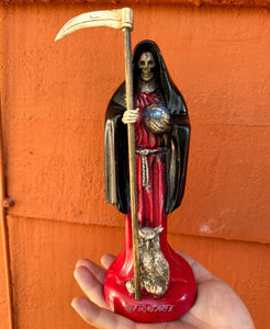 Mama Muerte | Santa Muerte | Statue | 9 inches | Fully Loaded | Red & Black | Reversible