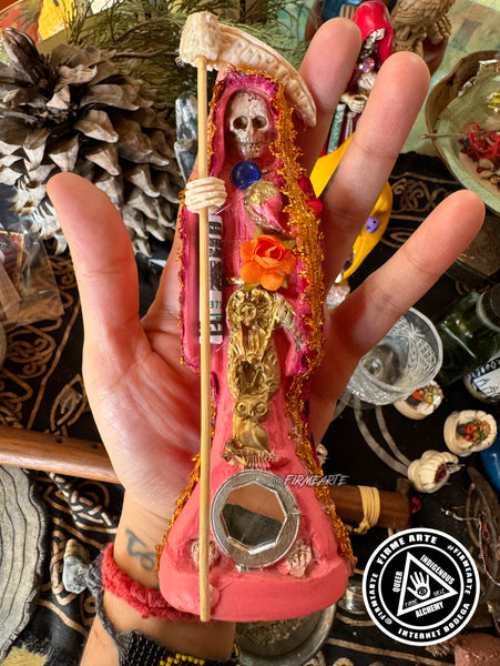 Mama Muerte statue | Santa Muerte | 6 Inches | Fully Loaded + Dressed | Rosa | Love + Self Love