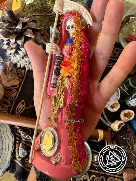 Mama Muerte statue | Santa Muerte | 6 Inches | Fully Loaded + Dressed | Rosa | Love + Self Love