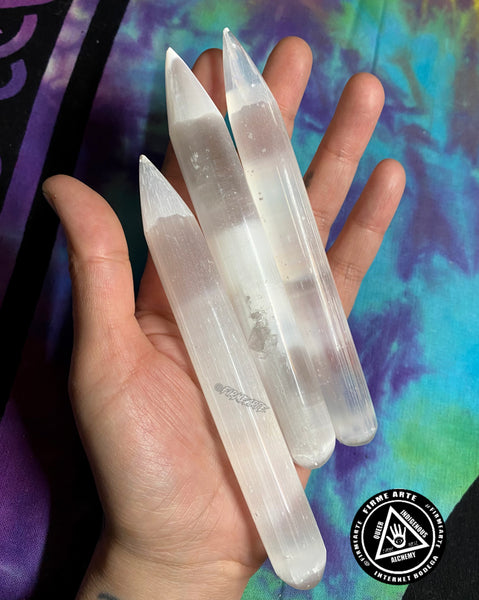 Crystals | Selenite | Pointed Wand | Hearts | Charging Disc