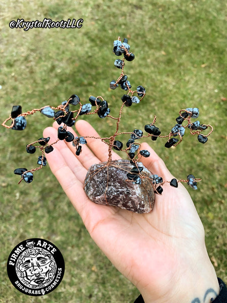 Crystal Trees | Snowflake Obsidian + Cherry Tanzurine