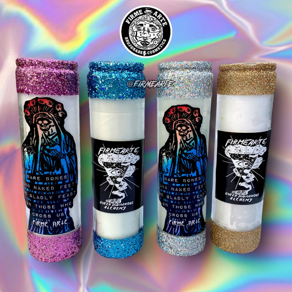 Loaded Spell Candle | Mama Muerte | Glitter | Devoted Devotee | Santa Muerte