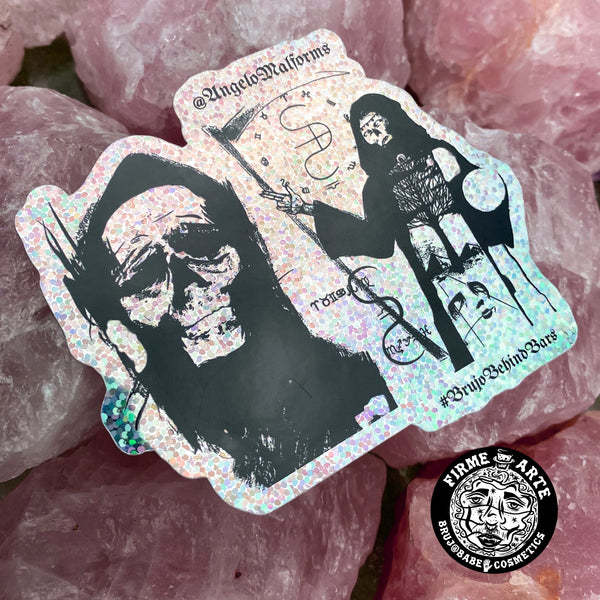 @BrujoBehindBars | Spell Stickers | #BrujoBehindBars | Santa Muerte Devoted | Mama Muerte | Holographic Glitter